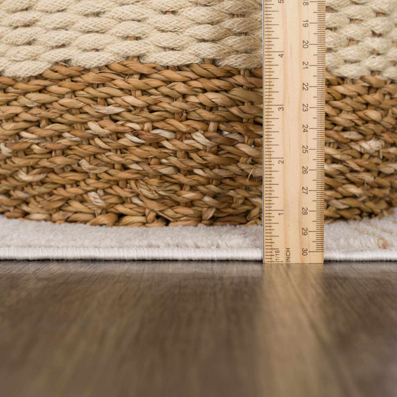 Dera Striped Abstract Beige Area Rug, Rectangle 2' x 3'