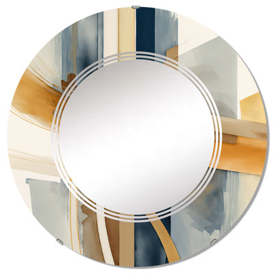 Rade Modern Blue And Gold Abstract I - Modern Wall Mirror