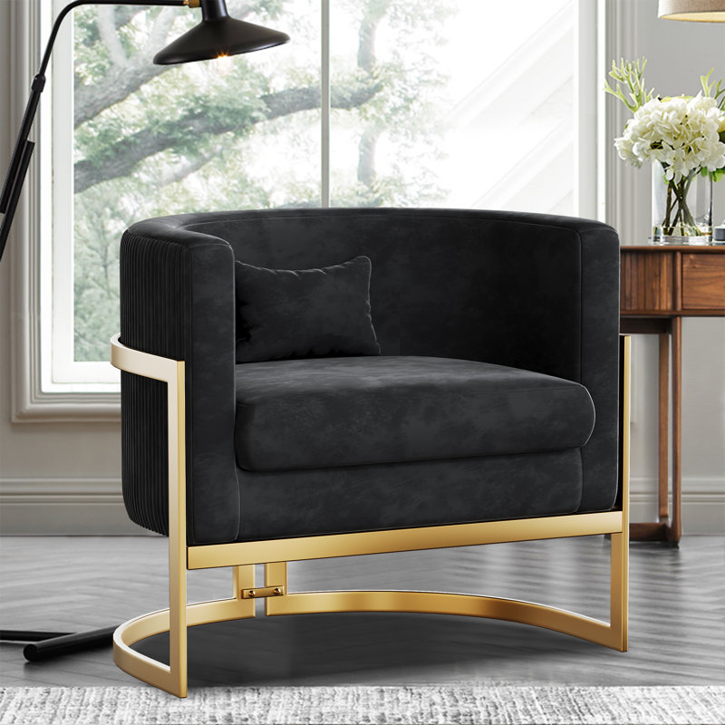 Fauteuil Shelbi 31Cm W, Velours lierre, Doré