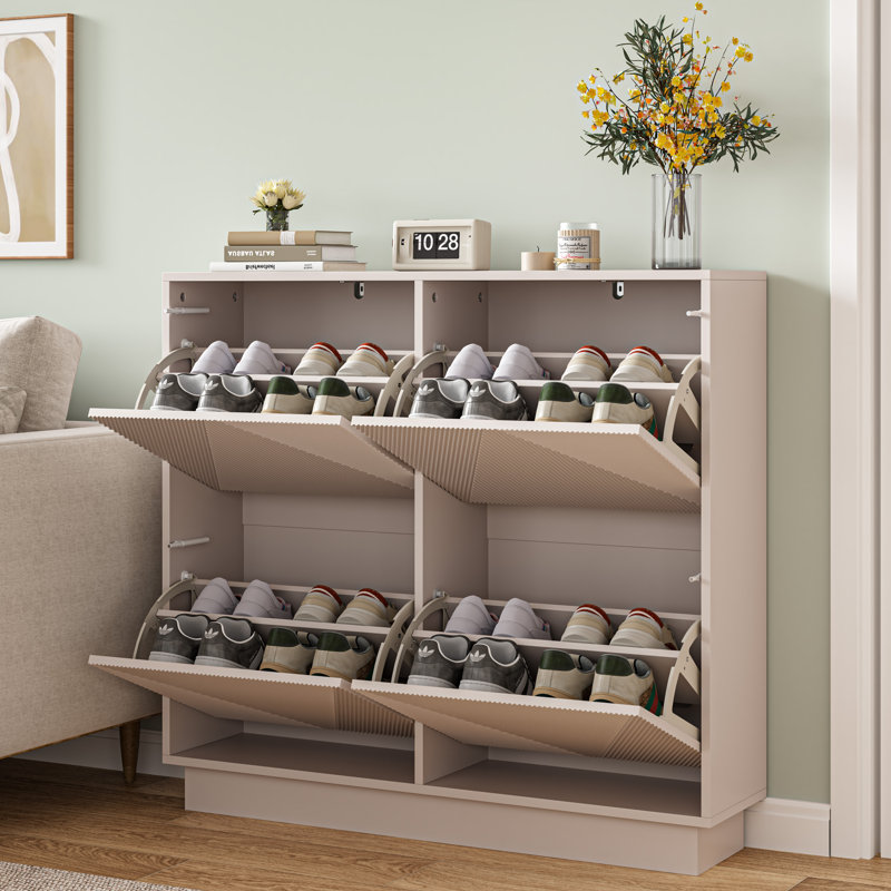 16 Pair Flip Down Shoe Storage, Cashmere