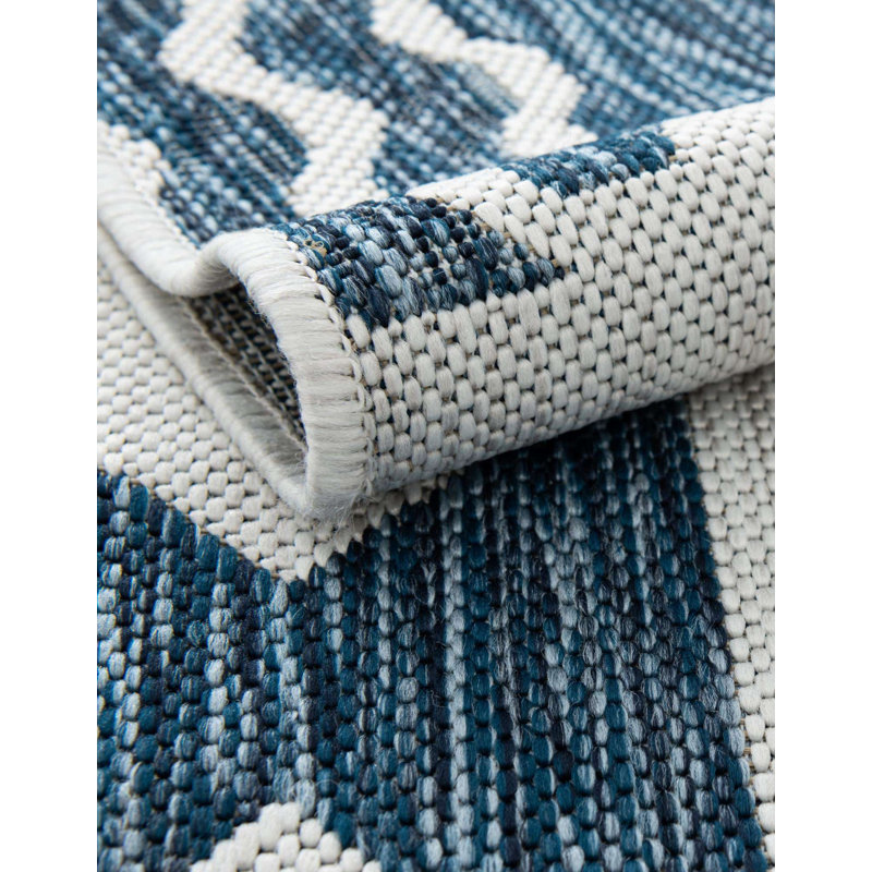 Outdoor Coastal Indoor/Outdoor Area Rug, Round 5'3"