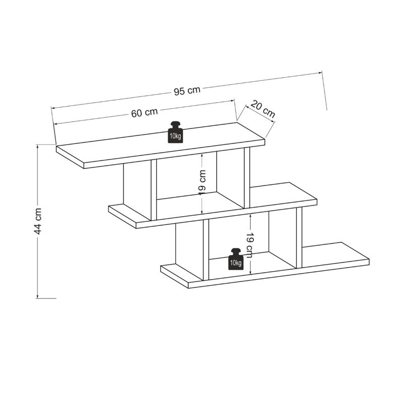 Tablette décorative 3 pièces Jamilla, Blanc