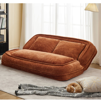 Lit double pour chien humain paresseux chenille orange 5 positions réglables pour regarder la télévision dans la tanière neuve arrivée avec un coussin dodu travaillant sur un canapé