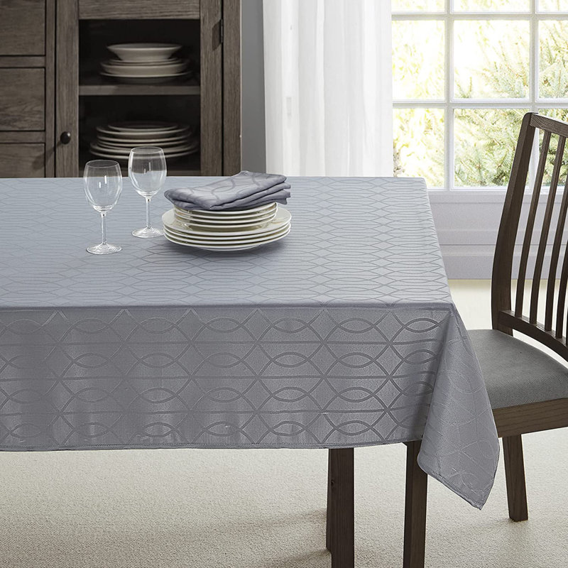 Gray Jacquard Polyester Rectangular Tablecloth, 60" x 120"