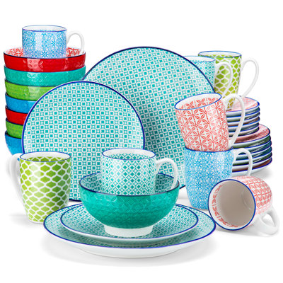 32 Piece Porcelain China Dinnerware Set - Service for 8
