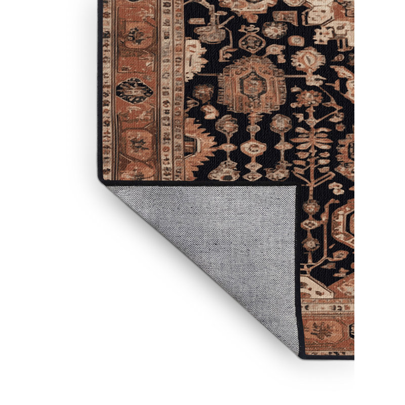 Tapis brun lavable à la machine, Rond 5 pi