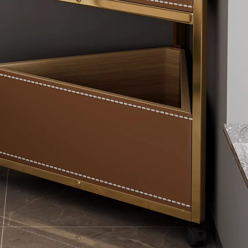 Portemanteau en acier inoxydable avec panier double couche, Brun