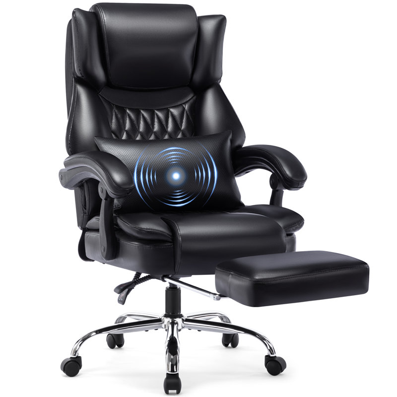 Fauteuil de bureau en cuir robuste avec massage réglable