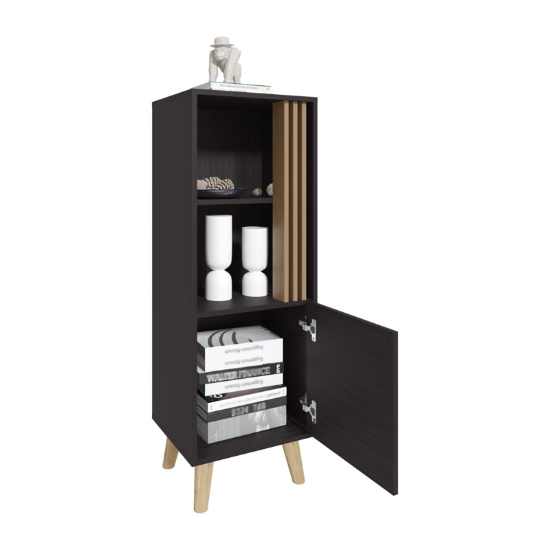 Armoire 47 "de haut avec une porte et deux tablettes ouvertes Vance - chêne clair Vance