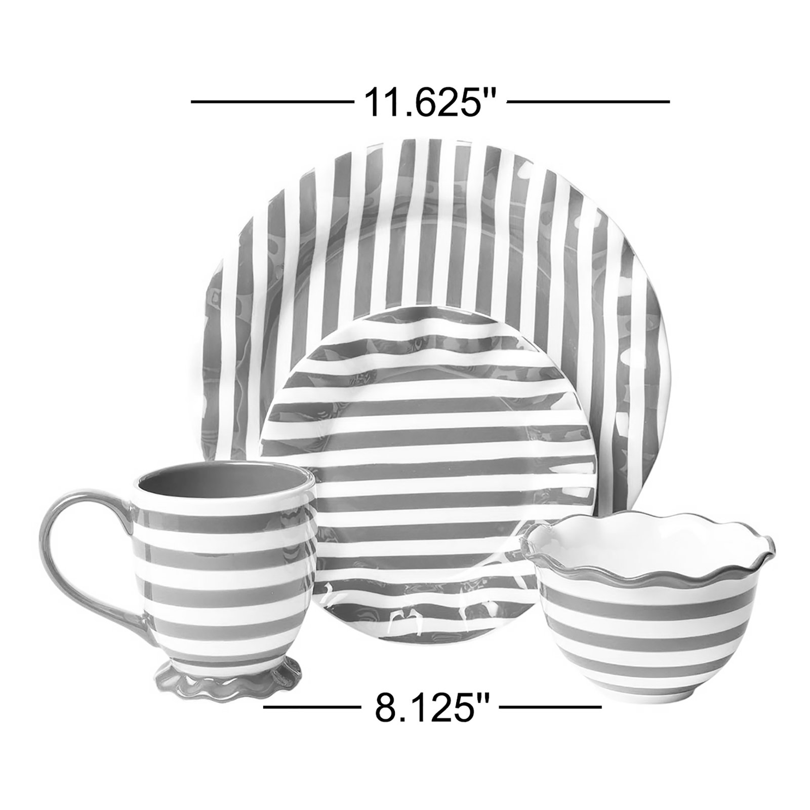 Red Stripe Ruffle Dinnerware Set