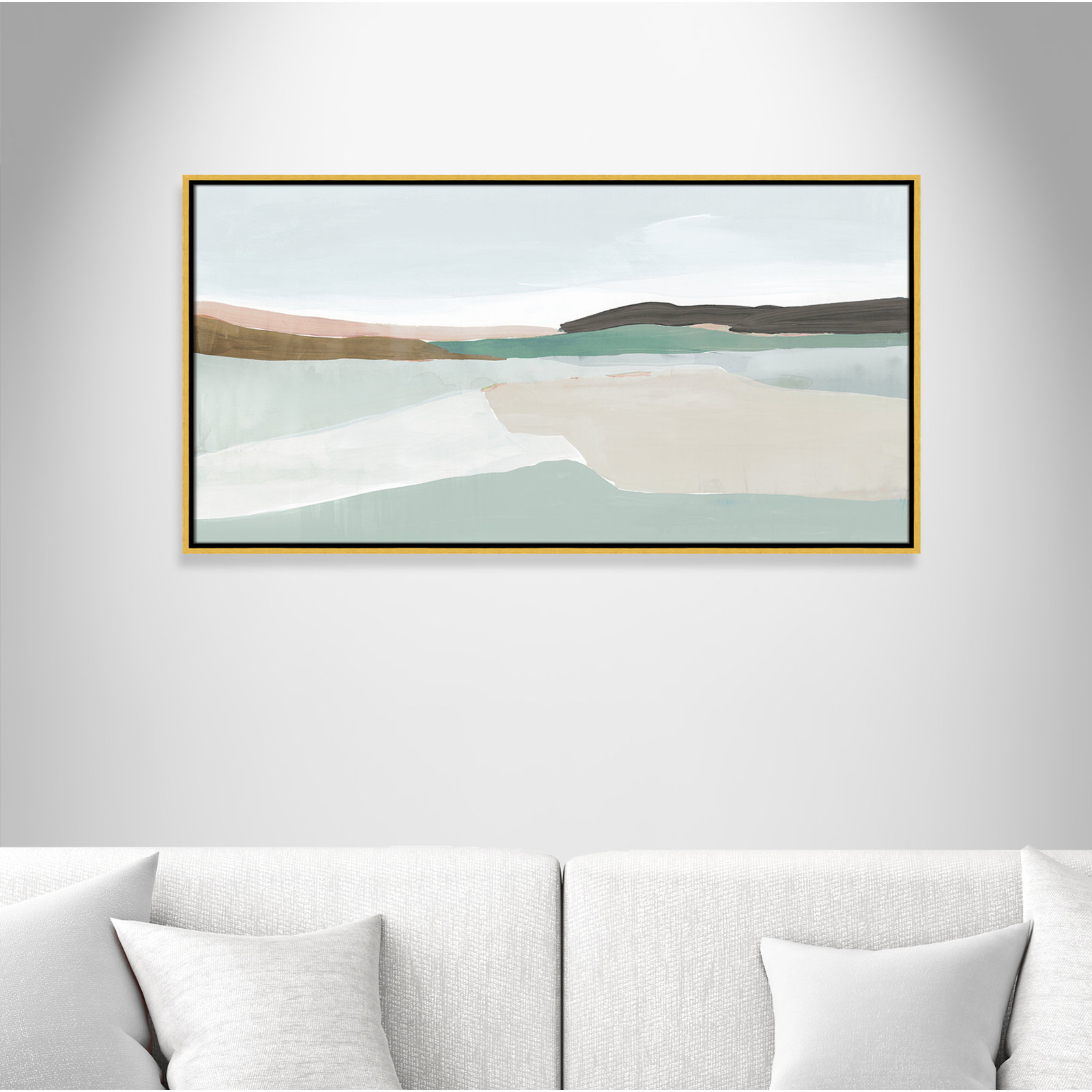 Ali "Sole of the Land I" Painting, 21.5" H x 41.5" W, Gold