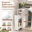 Armoire de rangement mince pour salle de bain avec compartiment rabattable dissimulé, organisateur de rangement autoportant étroit avec tablette ouverte et armoire coulissante pour la salle de bain, la cuisine, la salle de lavage et les petits espaces