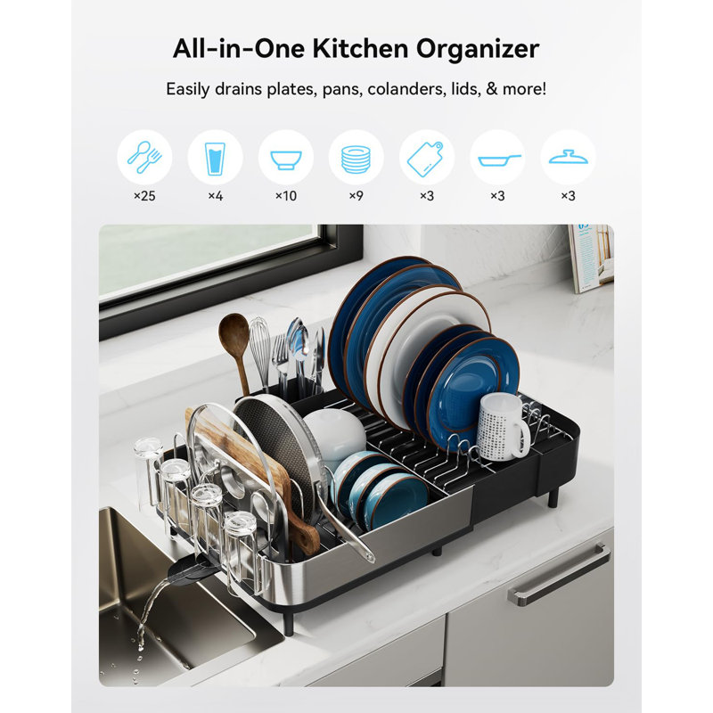 Égouttoir à vaisselle extensible, supports polyvalents pour casseroles et poêles, égouttoir de cuisine peu encombrant, égouttoirs à vaisselle