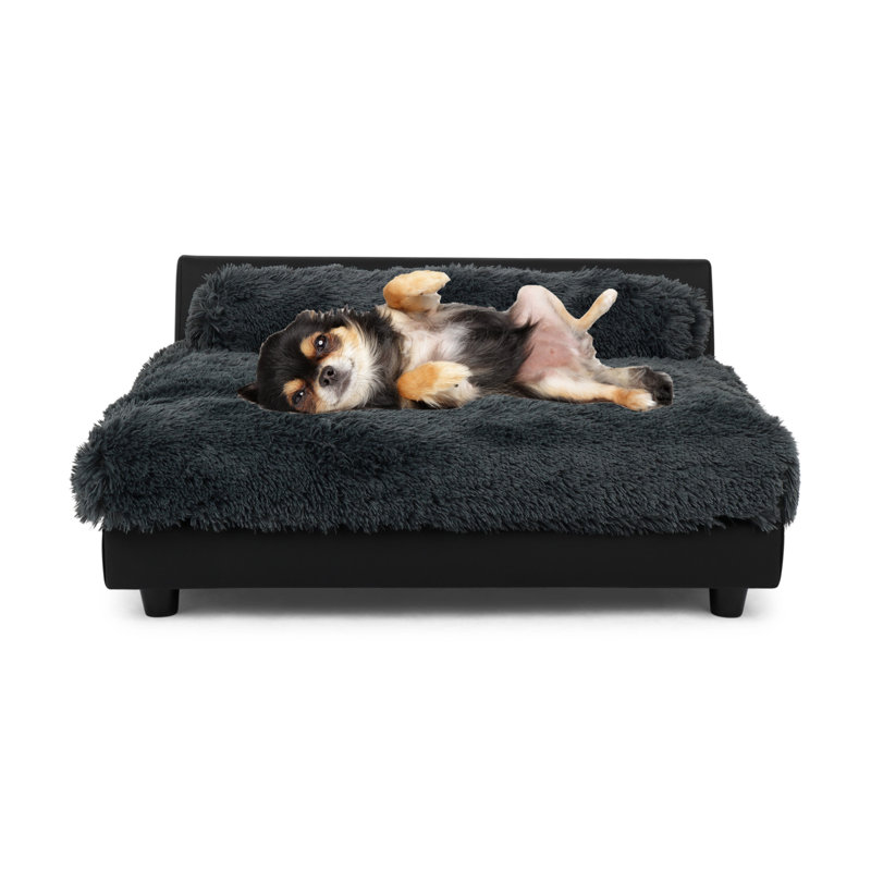 Soho Orthopedic Faux Leather Pet Bed, Large (34" W x 29" D x 16" H), Gray