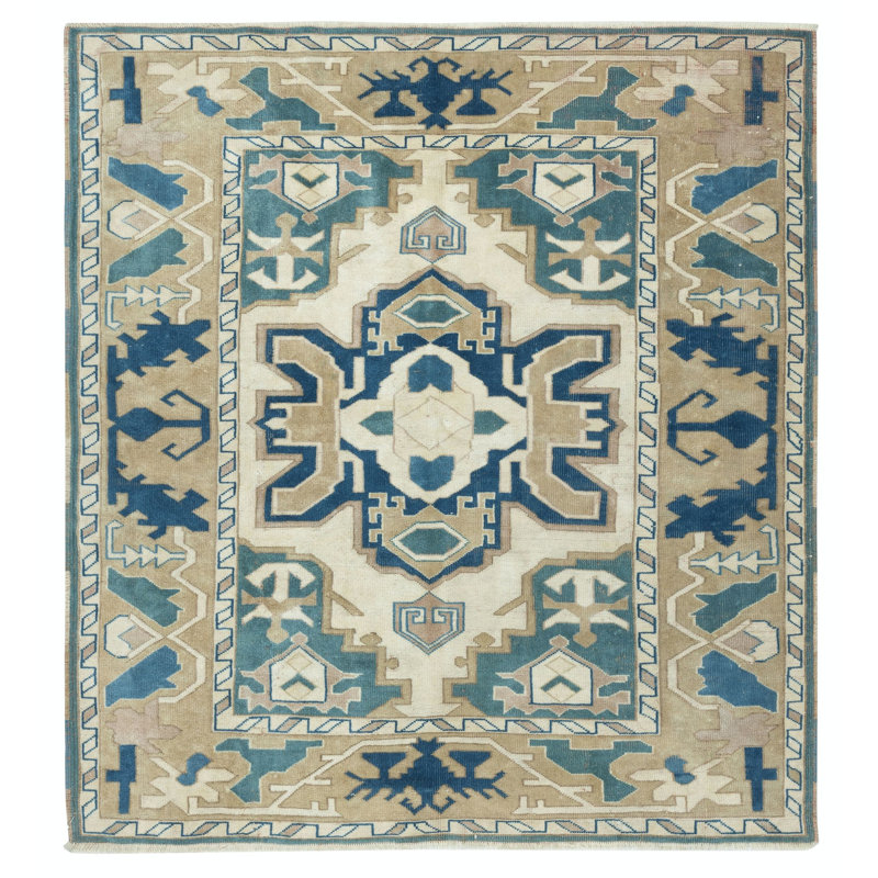 Tapis turc rétro fait à la main 100% laine