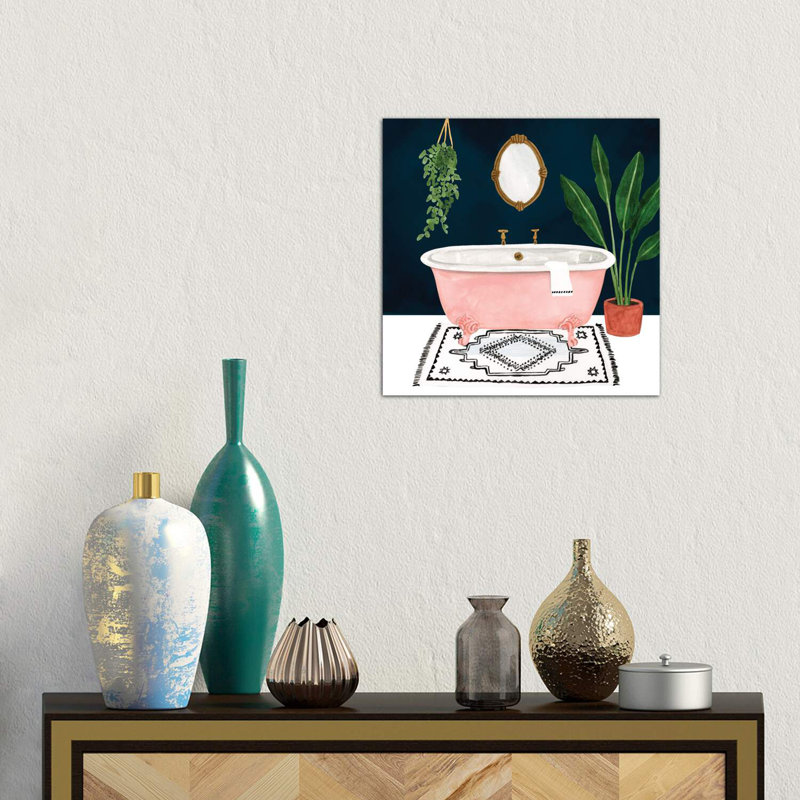 «Boho Bath II» par Victoria Borges - impression d'art graphique, H 18 po x l 18 po x 1,5 po, Toile tendue