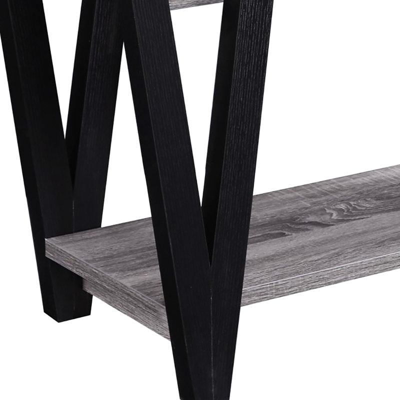 Charmante table antique grise et noire pour le salon avec rangement
