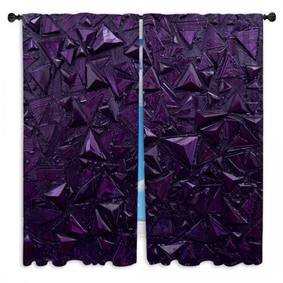 Purple Geometric Triangles Window Curtains Triangles Sheer & Room Darkening - 2 Panels
