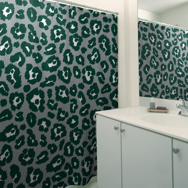 Rideau de douche à imprimé animalier, Gris/vert