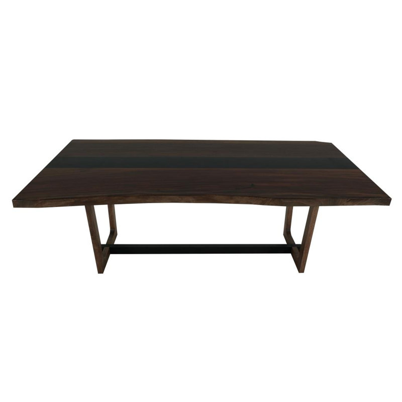 Table rectangulaire à double piédestal, brun et noir