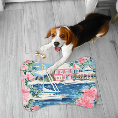 Preppy Beach Towns - 1 Piece Bone Shape Feeding Mat
