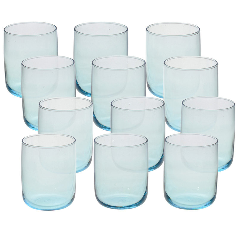 Modern Drinking Coloured Glasses Water Dining Juice Tumbler 280ml, Blue, 280ml, 12