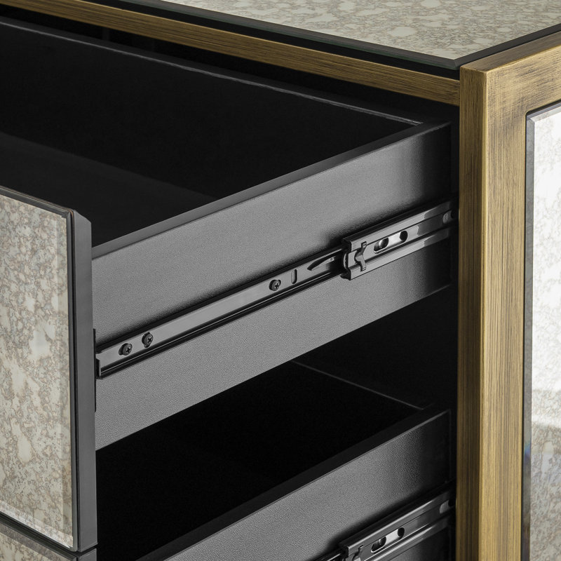 Commode haute 5 tiroirs avec miroir Antiqued