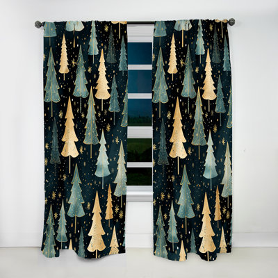 Laurentina - Motif pin de Noël III - Rideau traditionnel - Velours obscurcissant - 1 panneau