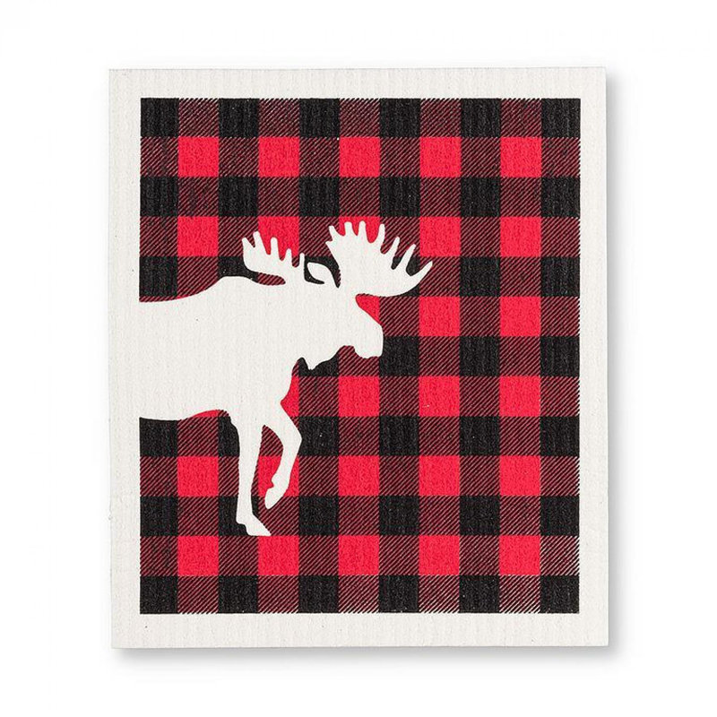 Set Of 2 Buffalo Check Moose Dishcloth