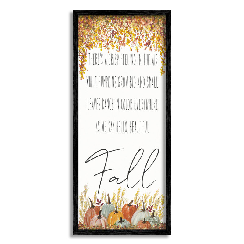 Autumnal Hello Beautiful Fall at-299, Giclée encadrée noir minuit, H 24 po x l 10 po x P 1,5 po