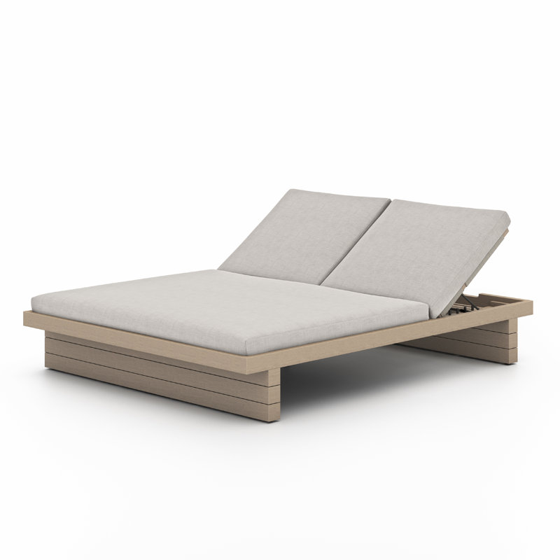 Leroy Outdoor Teak Chaise Lounge, Weathered Gray, Stone Gray
