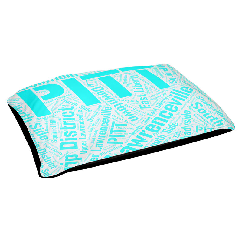 Coussin de chien « districts », Très grand (H 17 po x l 50 po x P 40 po), Cyan, Pittsburgh