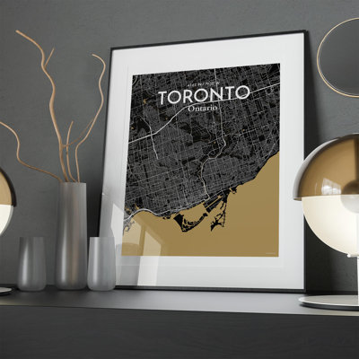 Toronto City Map in Luxe 1 Piece Wall Art