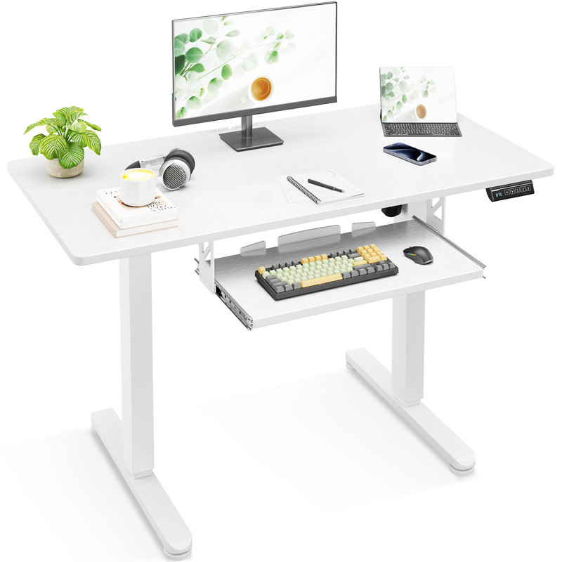 Electric Standing Desk With Keyboard Tray,writing Desk With Spacious Work Area,home Office Desk With Solid And Sturdy Structure