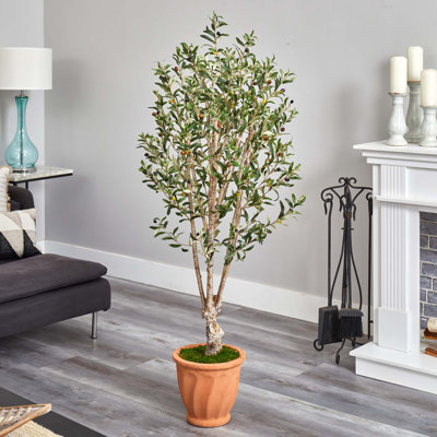 60 " H Faux Olive Tree in Stone Planter