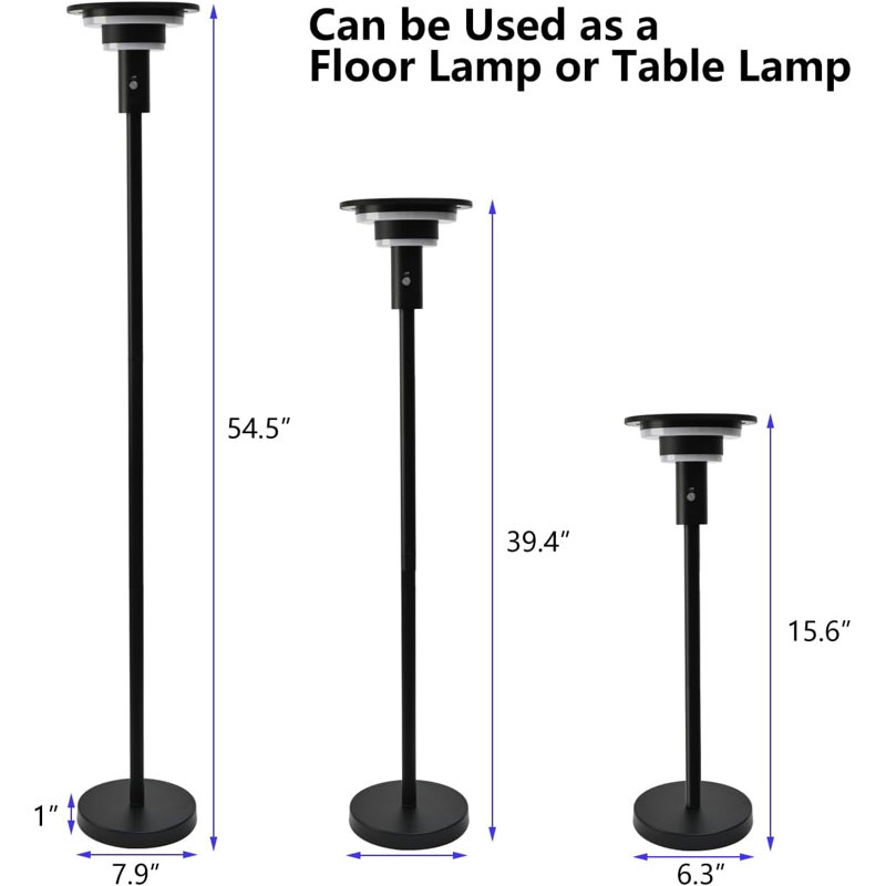 54.5 " Battery Powered and Solar Powered Outdoor Floor Lamp