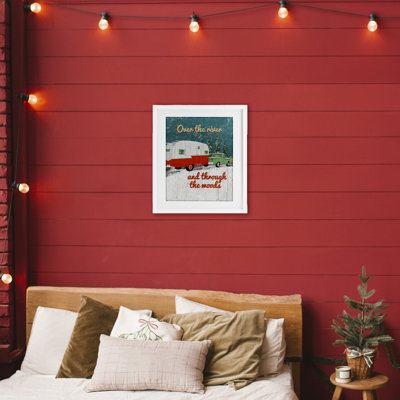 Rustic Christmas Road Trip, reproduction d'art sous verre encadrée, design par Jilly Jack Designs