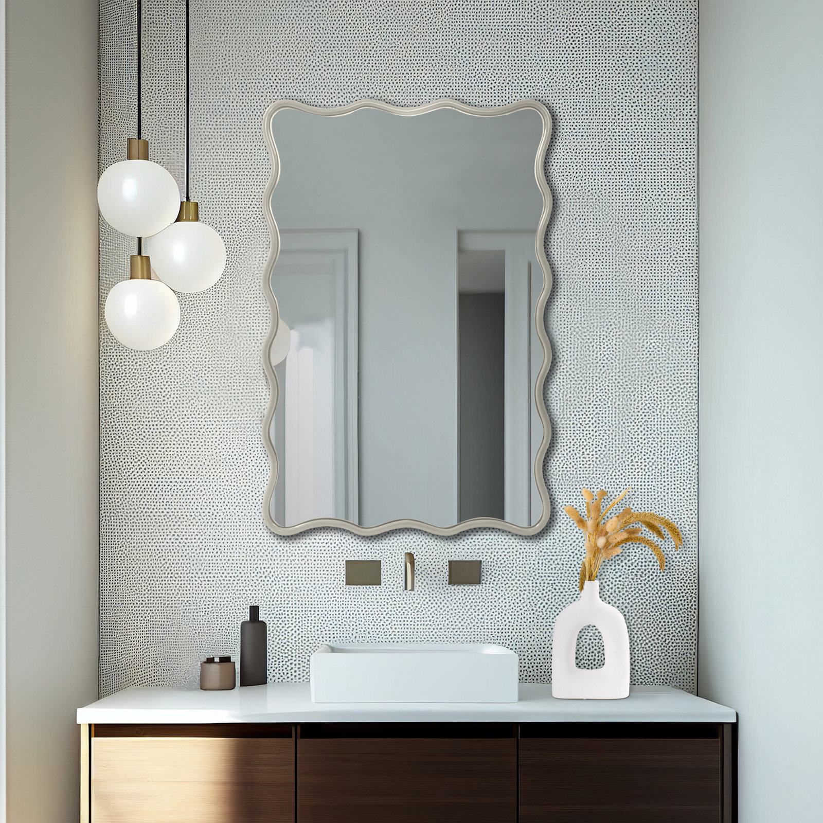 Angelo Rectangle Mirror, Nickel