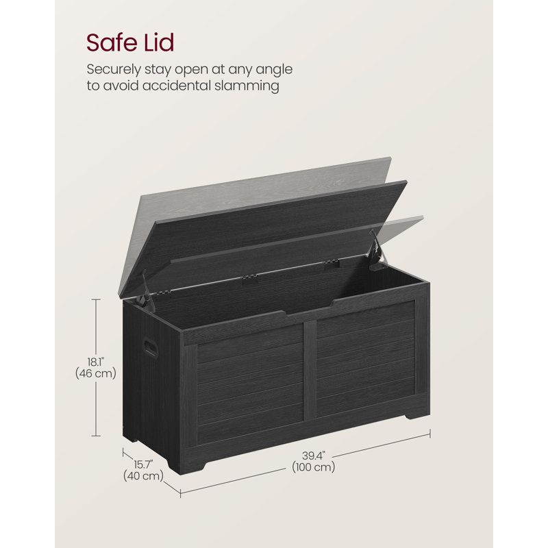 Kenesaw Storage Bench, 46cm H x 100cm W x 40cm D, Black