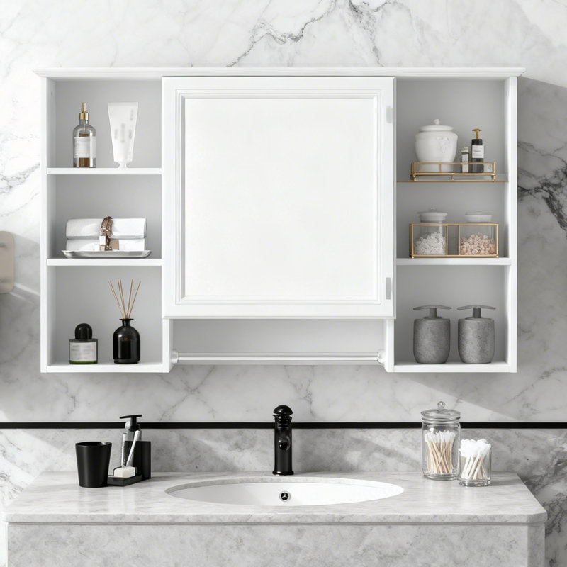 3-In-1 Wall Mounted Bathroom Cabinet With Adjustable Shelves & Soft Close Doors, White, 28.7" H x 41" W x 7.1" D