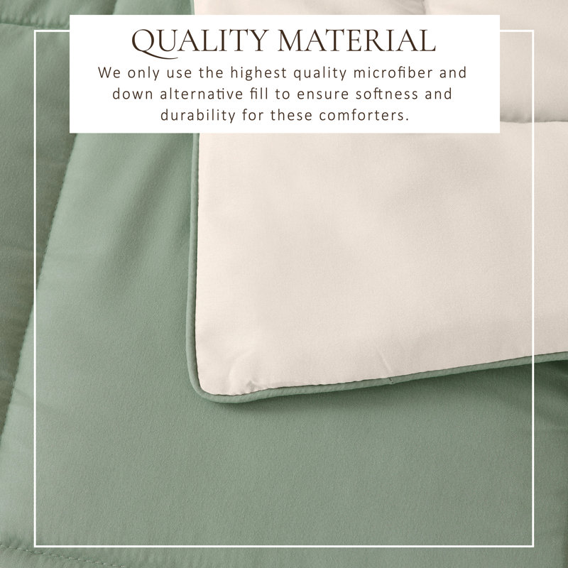 Full Sage and Sand Reversible Down Alternative Comforter Set