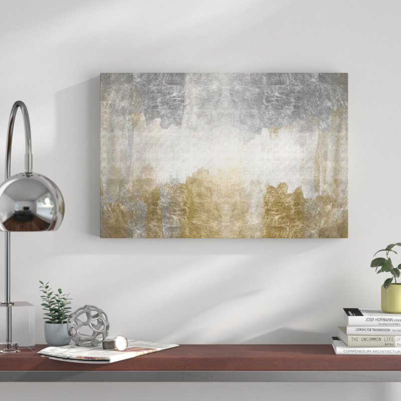 Peinture abstraite métallique Amantes - impression d'art graphique, H 24 po x l 36 po x 1,5 po, Toile