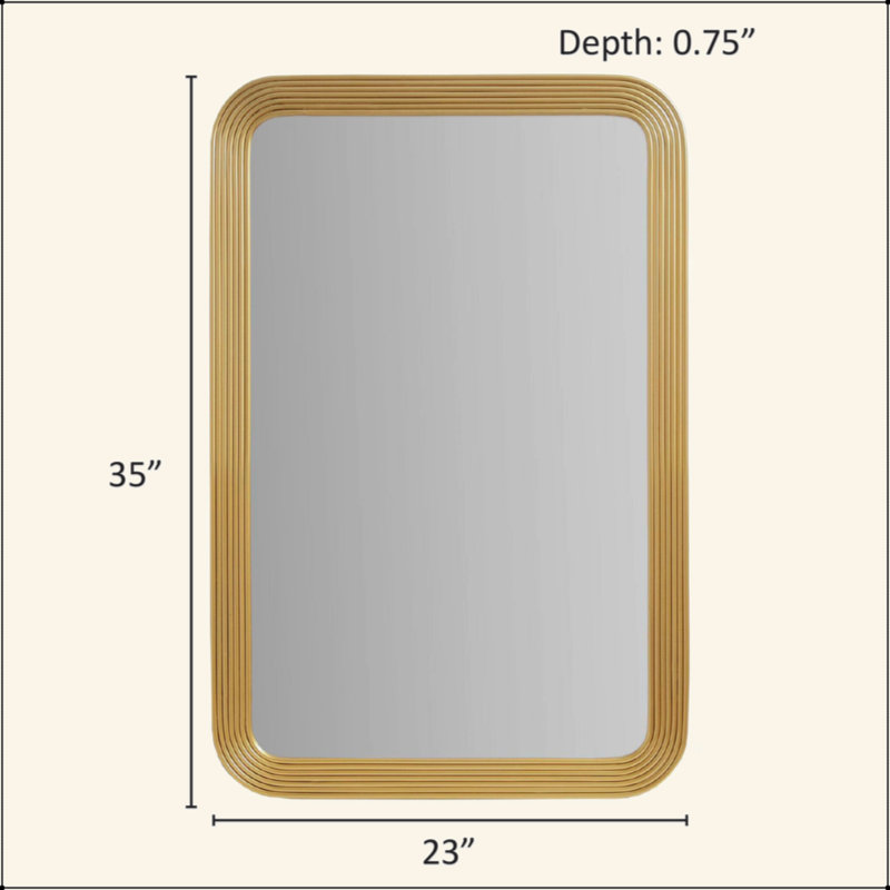 Rounded Rectangle Fluted Wall Mirror Gold See Below