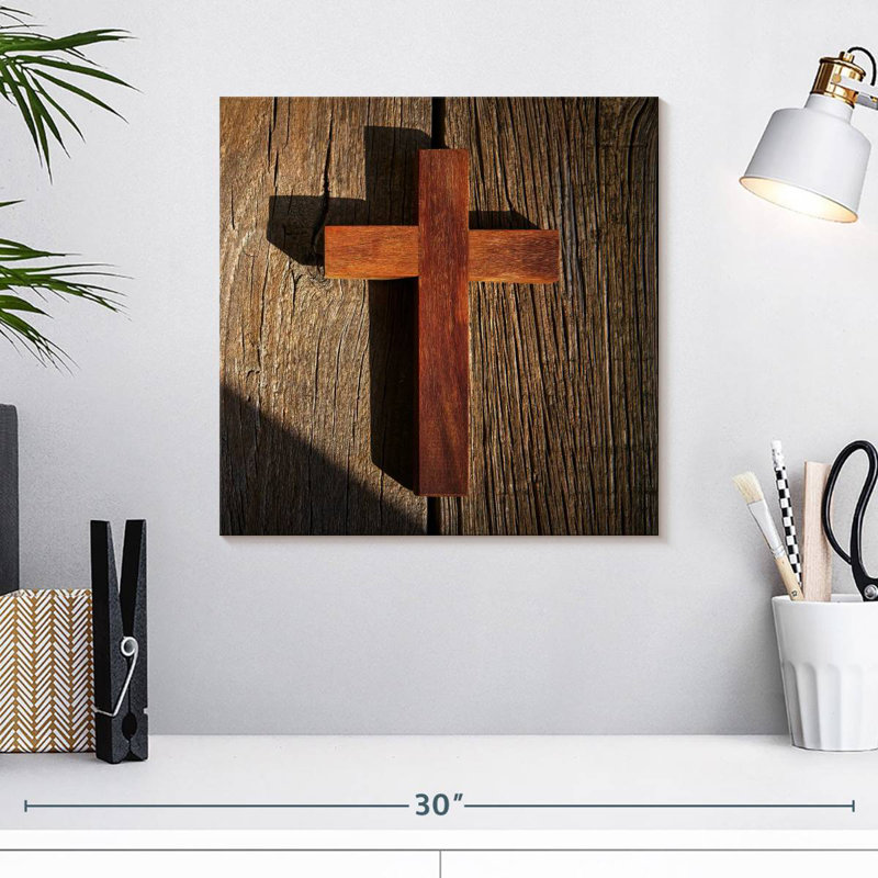 Croix en bois Javetta Sunlit, H 16 po x l 16 po