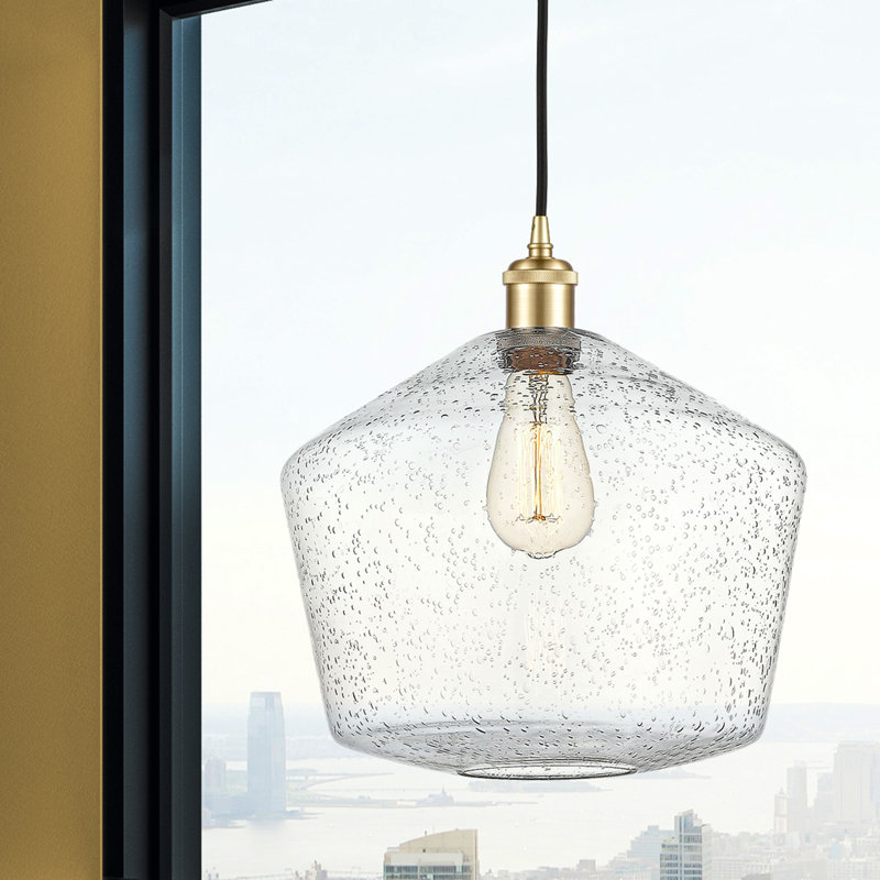 Luminaire suspendu simple à 1 lumière Gabbie, Or satiné