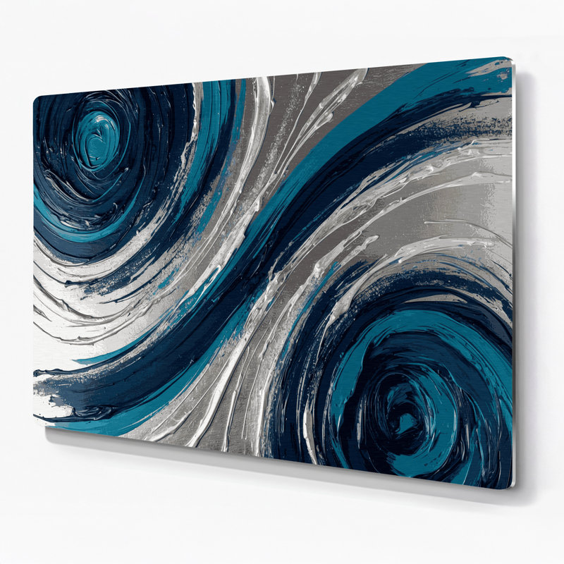 «Lyrical Abstraction 14», art mural en métal bleu, H 11 po x l 14 po