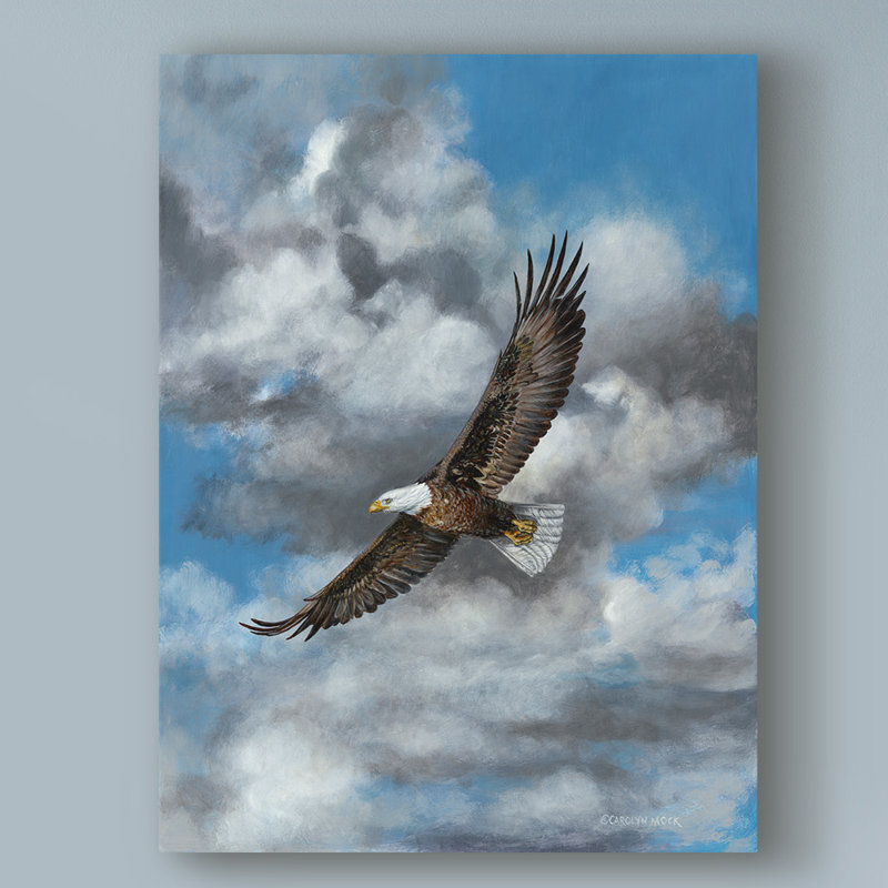 « the ornéing eagle », reproduction de peinture à l’acrylique sur toile tendue, H 24 po x l 18 po x P 2 po