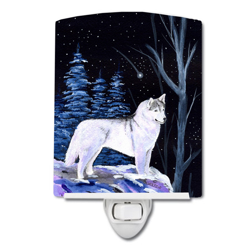Éclairage de nuit en céramique starry sibérie husky