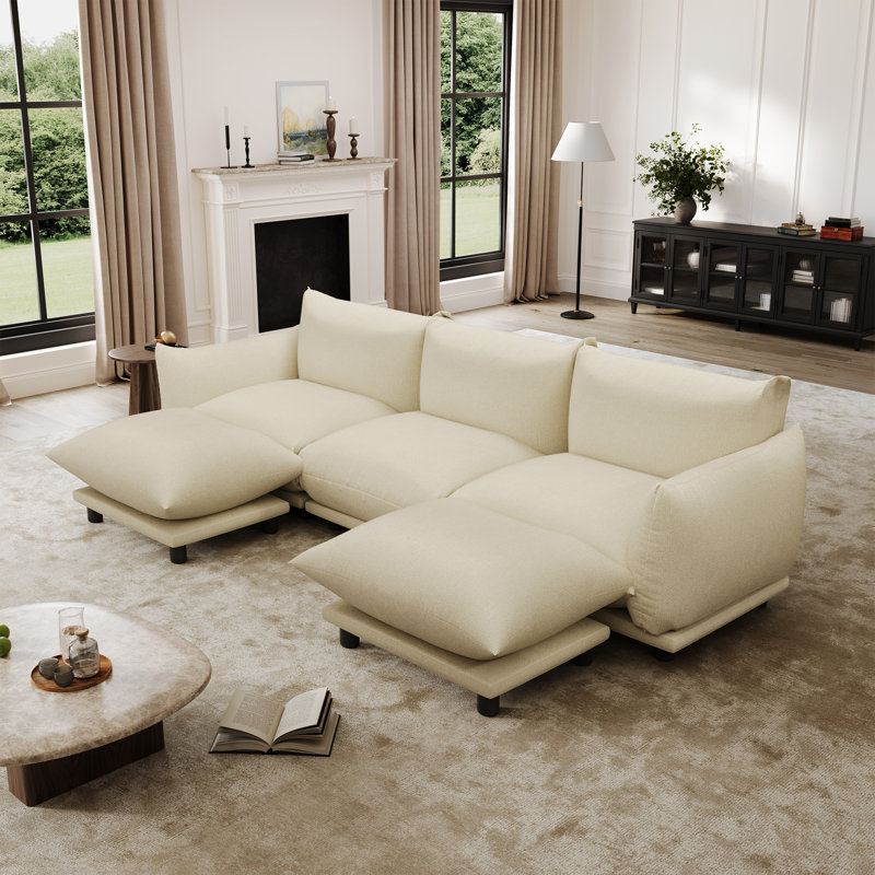 Canapé rembourré, canapé modulaire modulaire pour le salon, Peluche beige