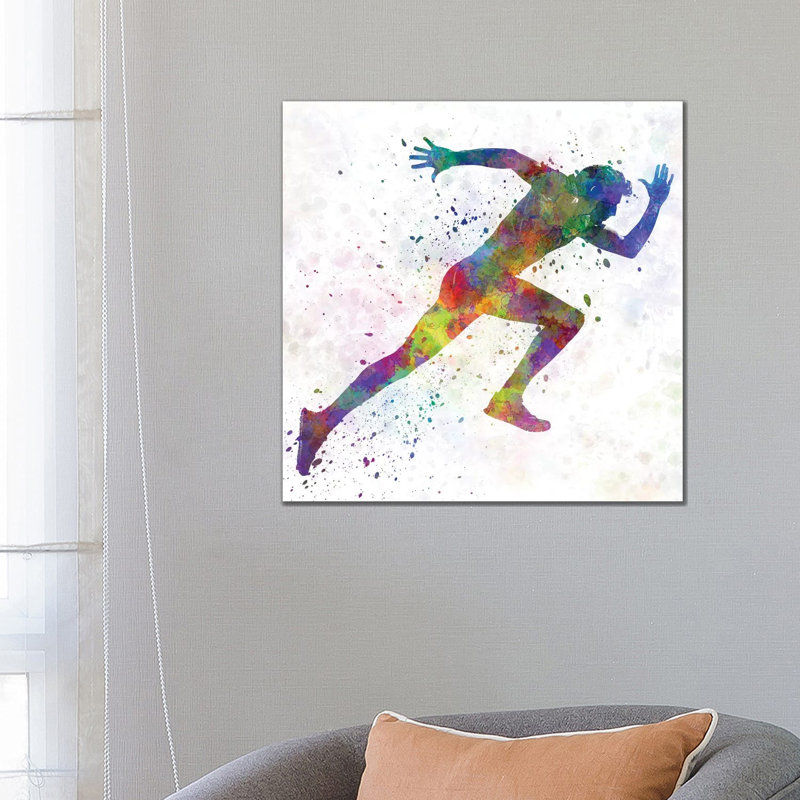 Man Running Sprinting Jogging I by Paul Rommer - Painting on Canvas, Wrapped Canvas, 66.04 cm H x 66.04 cm W